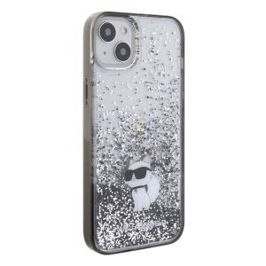 Husa pentru iPhone 15 Plus - Karl Lagerfeld Hardcase Liquid Glitter (KLHCP15MLKCNSK) - Transparent Choupette - Img 2
