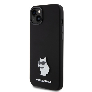 Husa pentru iPhone 15 Plus - Karl Lagerfeld Silicone (KLHCP15MSMHCNPK) - Choupette Metal Pin - Img 4
