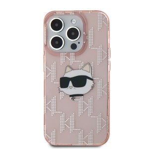 Husa pentru iPhone 15 Pro - Karl Lagerfeld IML Luxury (KLHCP15LHKLPCHP) - Pink Choupette Head&Monogram - Img 3