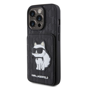 Husa pentru iPhone 15 Pro - Karl Lagerfeld Saffiano Cardslots and Stand (KLHCP15LSAKCNSCK) - Monogram Choupette - Img 6