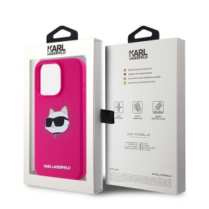 Husa pentru iPhone 15 Pro - Karl Lagerfeld Silicone MagSafe (KLHMP15LSCHPPLF) - Fuchsia Choupette Head - Img 7
