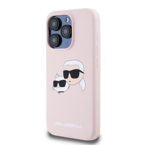 Husa pentru iPhone 15 Pro - Karl Lagerfeld Silicone MagSafe (KLHMP15LSKCHPPLP) - Pink Karl&Choupette Head - Img 3