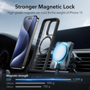 Husa pentru iPhone 15 Pro Max - ESR Classic Hybrid HaloLock - Clear Black - Img 3
