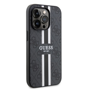 Husa pentru iPhone 15 Pro Max - Guess Hardcase 4G Printed Stripes MagSafe (GUHMP15XP4RPSK) - Black - Img 3