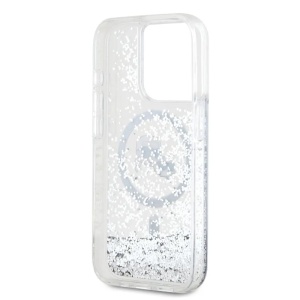 Husa pentru iPhone 15 Pro Max - Karl Lagerfeld Liquid Glitter MagSafe (KLHMP15XLGKCSGH) - Transparent Karl&Choupette Head - Img 5