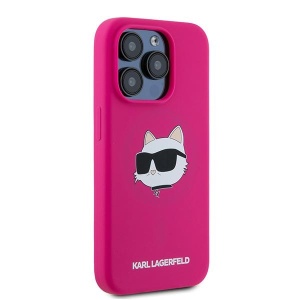 Husa pentru iPhone 15 Pro Max - Karl Lagerfeld Silicone MagSafe (KLHMP15XSCHPPLF) - Fuchsia Choupette Head - Img 5