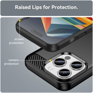 Husa pentru iPhone 15 Pro Max - Techsuit Carbon Silicone - Black - Img 6