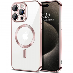 Husa pentru iPhone 15 Pro Max - Techsuit Luxury Crystal MagSafe - Pink - Img 2
