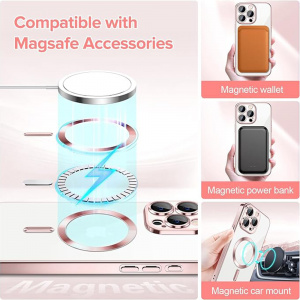 Husa pentru iPhone 15 Pro Max - Techsuit Luxury Crystal MagSafe - Pink - Img 6