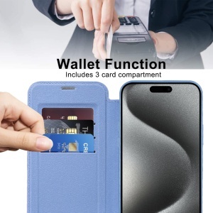Husa pentru iPhone 15 Pro Max - Techsuit SmartMag Book Case - Light Blue - Img 5