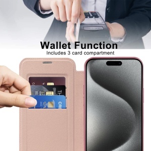 Husa pentru iPhone 15 Pro - Techsuit SmartMag Book Case - Pink - Img 5