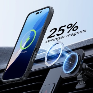 Husa pentru iPhone 16 + Folie - ESR Classic Hybrid HaloLock Kickstand - Frosted Black - Img 5