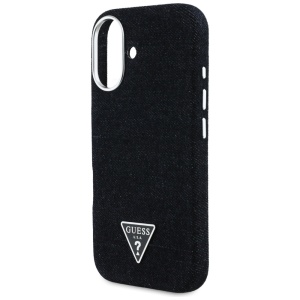 Husa pentru iPhone 16 - Guess Denim Triangle Logo MagSafe (GUHMP16SRJFWTLK) - Black - Img 10