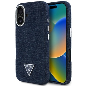 Husa pentru iPhone 16 - Guess Denim Triangle Logo MagSafe (GUHMP16SRJFWTLB) - Blue - Img 12