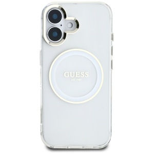 Husa pentru iPhone 16 - Guess IML Metal Colored Circle MagSafe (GUHMP16SHTDRCEDH) - White - Img 3