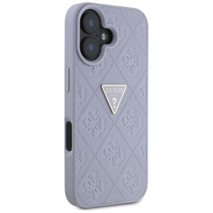 Husa pentru iPhone 16 - Guess Leather Hot Stamp 4G Pattern Triangle Metal Logo (GUHCP16SPGP4STRU) - Light Purple - Img 6