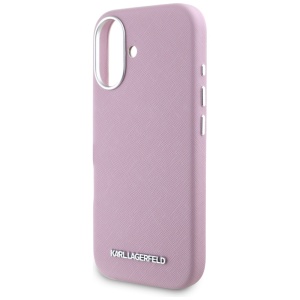 Husa pentru iPhone 16 - Karl Lagerfeld Saffiano Full Wrapped Elongated Metal Logo MagSafe (KLHMP16SPSAFWMCP) - Pink - Img 6