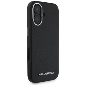 Husa pentru iPhone 16 - Karl Lagerfeld Saffiano Full Wrapped Elongated Metal Logo MagSafe (KLHMP16SPSAFWMCK) - Black - Img 4