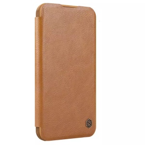 Husa pentru iPhone 16 - Nillkin Qin Prop Leather Case - Brown - Img 2