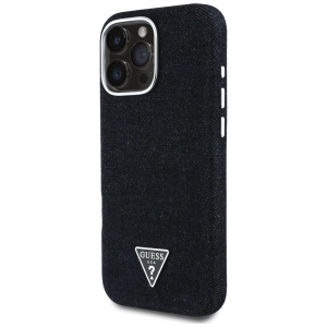 Husa pentru iPhone 16 Pro - Guess Denim Triangle Logo MagSafe (GUHMP16LRJFWTLK) - Black - Img 8