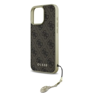 Husa pentru iPhone 16 Pro - Guess Hardcase 4G Charms Collection (GUHCP16LGF4GBR) - Brown - Img 4