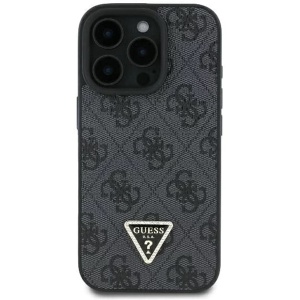 Husa pentru iPhone 16 Pro - Guess Leather 4G Triangle Strass (GUHCP16LP4TDPK) - Black - Img 2