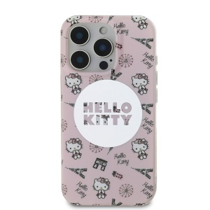 Husa pentru iPhone 16 Pro - Hello Kitty Hardcase IML All Over Paris MagSafe (HKHMP16LHAOPP) - Pink - Img 3