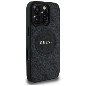 Husa pentru iPhone 16 Pro Max - Guess 4G Circle Classic Logo MagSafe (GUHMP16XP4PGRSGK) - Black - Img 8