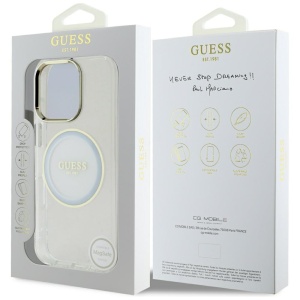 Husa pentru iPhone 16 Pro Max - Guess IML Metal Colored Circle MagSafe (GUHMP16XHTDRCEDH) - White - Img 7