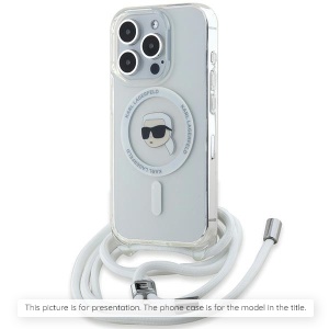 Husa pentru iPhone 16 Pro Max - Karl Lagerfeld IML Crossbody MagSafe (KLHMP16XHCKHNT) - Transparent Karl Head - Img 2