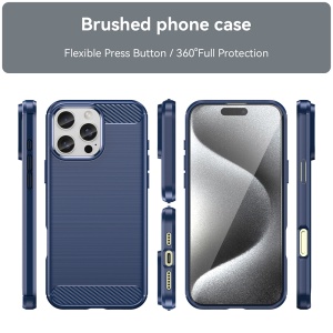 Husa pentru iPhone 16 Pro - Techsuit Carbon Silicone - Blue - Img 6