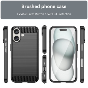 Husa pentru iPhone 16 - Techsuit Carbon Silicone - Black - Img 6