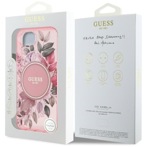 Husa pentru iPhone 16e - Guess IML Flowers MagSafe (GUHMPSE4HFWBRCEP) - Pink - Img 11