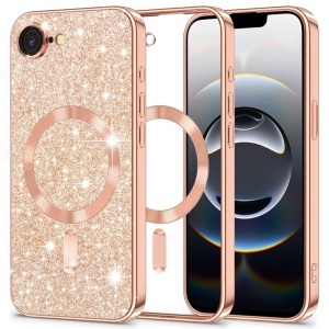 Husa pentru iPhone 16e - Techsuit Luxury Glitter MagSafe - Rose Gold - Img 1