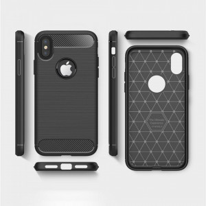 Husa pentru iPhone X / iPhone XS - Techsuit Carbon Silicone - Black - Img 7