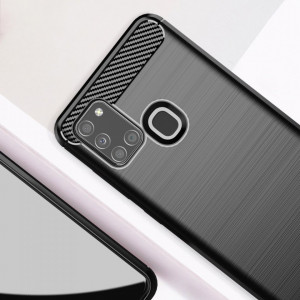 Husa pentru Samsung Galaxy A21s - Techsuit Carbon Silicone - Black - Img 5