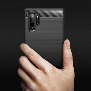 Husa pentru Samsung Galaxy Note 10 Plus 4G / Note 10 Plus 5G - Techsuit Carbon Silicone - Black - Img 4