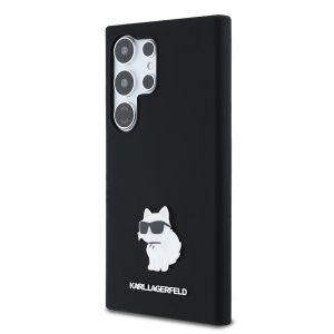 Husa pentru Samsung Galaxy S24 Ultra - Karl Lagerfeld Silicone (KLHCS24LSMHCNPK) - Choupette Metal Pin - Img 2