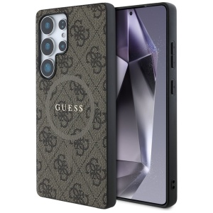 Husa pentru Samsung Galaxy S25 Ultra - Guess 4G Ring Classic Logo MagSafe (GUHMS25LG4GFRW) - Brown