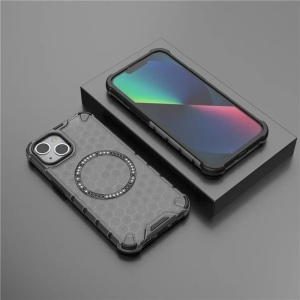 Husa transparenta pentru iPhone 14 - Techsuit HoneyComb Shield MagSafe - Black - Img 6