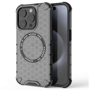 Husa transparenta pentru iPhone 15 Pro - Techsuit HoneyComb Shield MagSafe - Black - Img 1