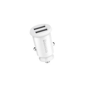 Incarcator auto Baseus Grain Dual USB 5V 3.1A Alb