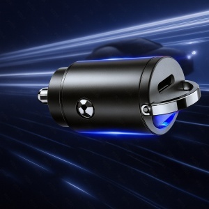 Incarcator Mini pentru Masina 2in1 Type-C 30W, 5V/3A, Aluminiu - Techsuit NanoVolt (C5) - Black - Img 4