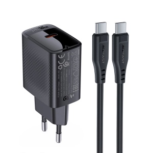Incarcator pentru Priza, Type-C, PD20W, GaN, Fast Charging cu Cablu USB-C - Acefast (A82) - Black