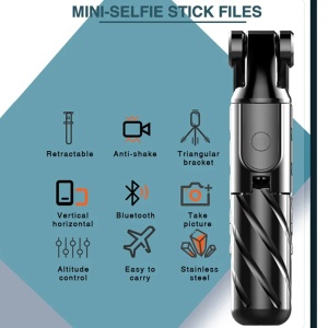 Mini Selfie Stick cu Telecomanda si Trepied, 70cm - Techsuit (K03) - Black - Img 3