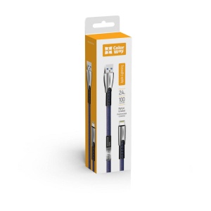 Cablu Date, USB la Lightning, 2.4A, 1m - ColorWay (CW-CBUL010-BL) - Blue - Img 3