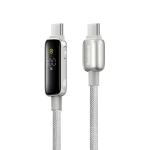 Cablu Type-C cu Display, 100W, 2m - Baseus Vipow (P10381802851-01) - Galaxy Natural Titanium