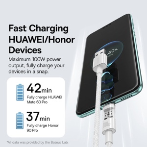 Cablu USB la Type-C, Super Fast Charging 100W, 1m - Baseus Gem (P10373002211-00) - Moon White - Img 3