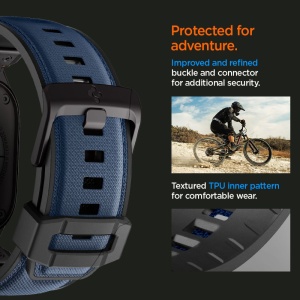 Curea pentru Apple Watch 1/2/3/4/5/6/7/8/9/10/SE/SE 2/Ultra/Ultra 2 (42/44/45/46/49mm) - Spigen DuraPro Armor - Navy Blue - Img 13