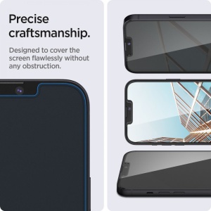 Folie pentru iPhone 13/ iPhone 13 Pro / iPhone 14 / iPhone 16e - Spigen Glas.tR Slim - Privacy - Img 2